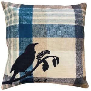 Tui Silhouette Cushion Cover – Blue Tartan