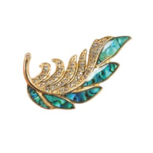 Hallifax Abalone Shell Feather Brooch – Gold
